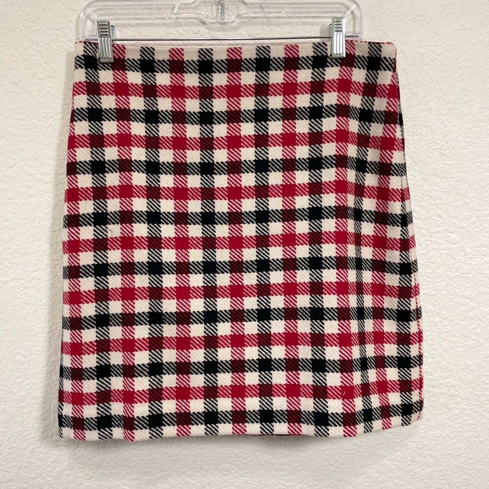 Talbots Red Black White Plaid Mini Skirt NWT